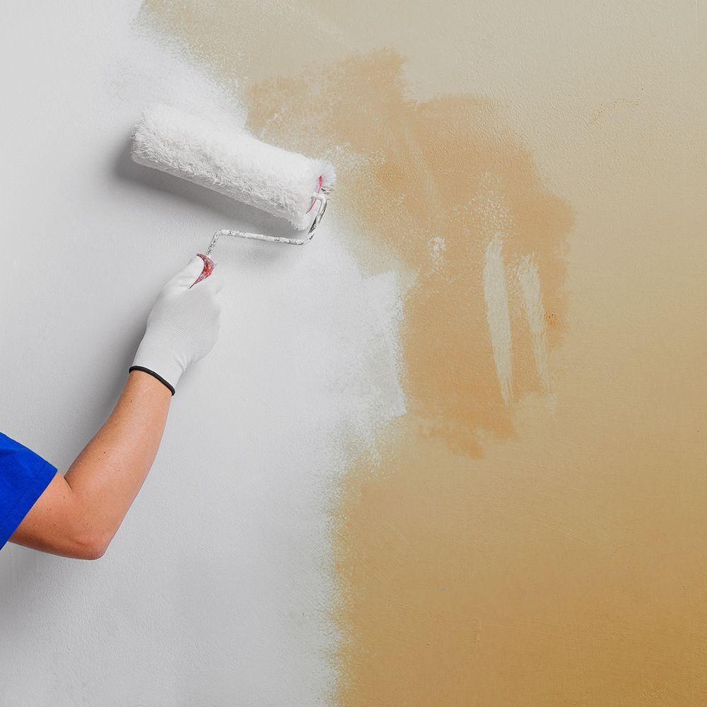 Ein Maler streicht eine Wand